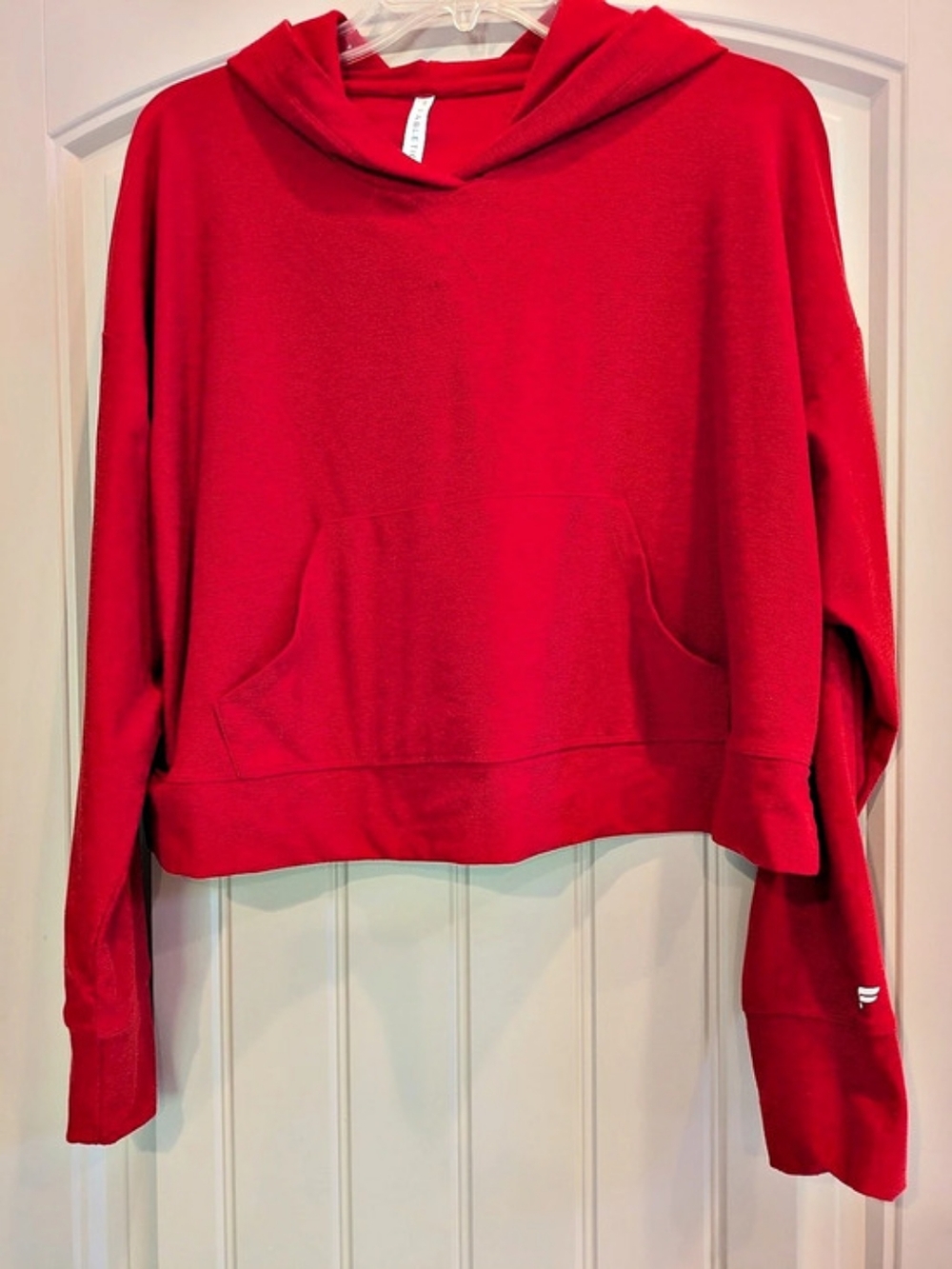 Fabletics Cropped Terry Hoodie Red